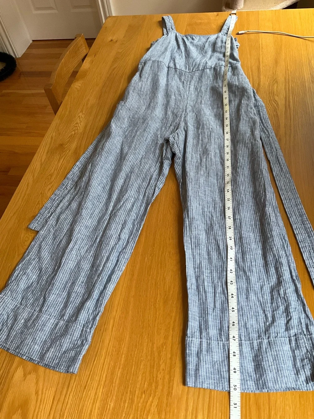 Everlane The Linen Side-Button Jumpsuit - Blue White Stripe - 00